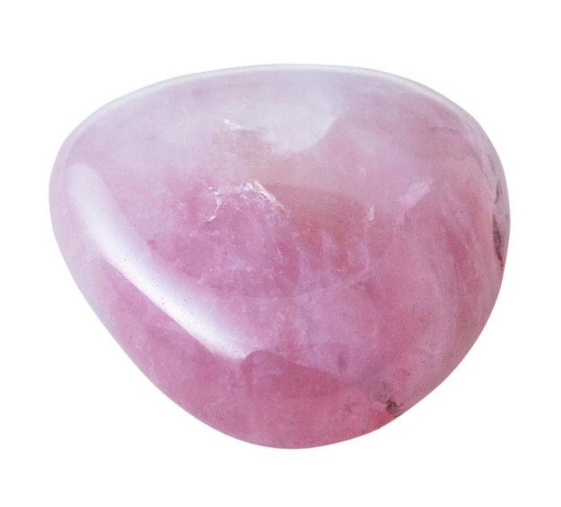 Specimen of rose quartz gemstone isolated