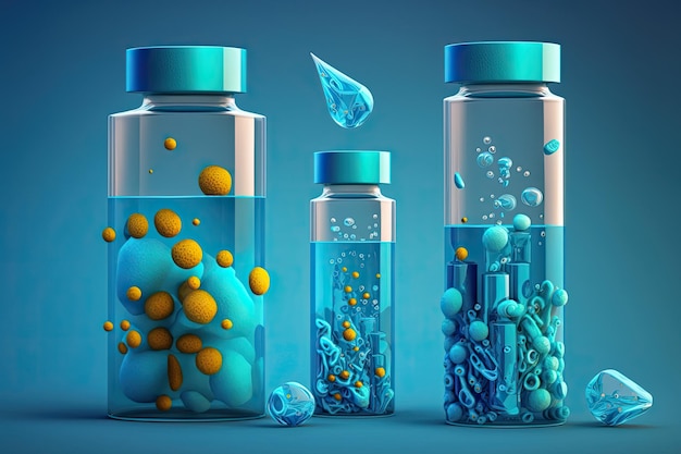 Specimen vials on a blue background