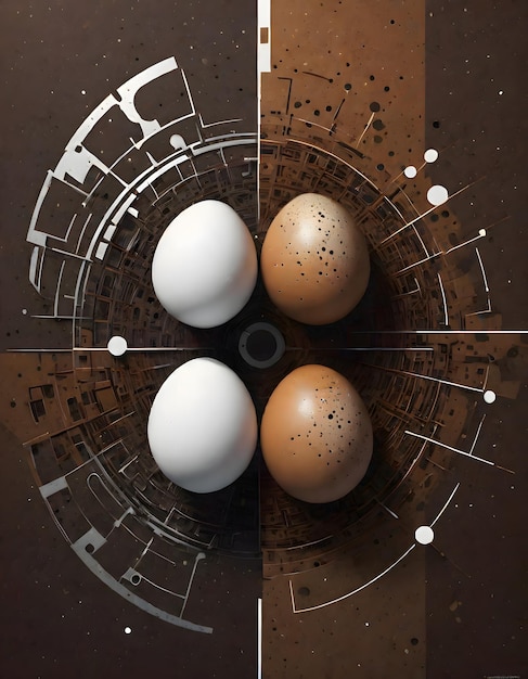 Speckled Brown and Smooth White Eggs Generative AI