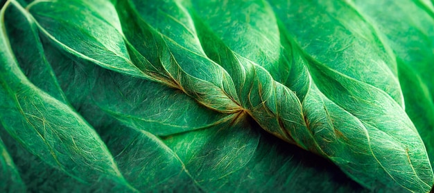 Spectaculair groen blad met realistische textuur onthult digitale 3D-illustratie