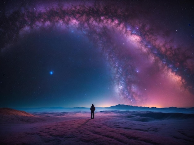 Spectaculair uitzicht op het sterrenstelsel aan de nachtelijke hemel