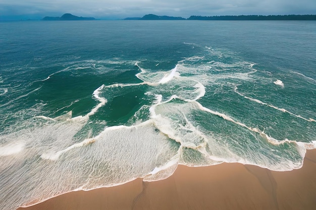 Spectaculaire dronefoto van strand voor verfrissing en kalmteconcept