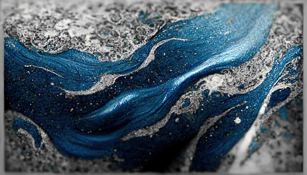 Spectaculaire hoogwaardige abstracte achtergrond van een draaikolk van donkerblauw en wit Digitale kunst 3D illustratie Mable met vloeibare textuur zoals turbulente golven