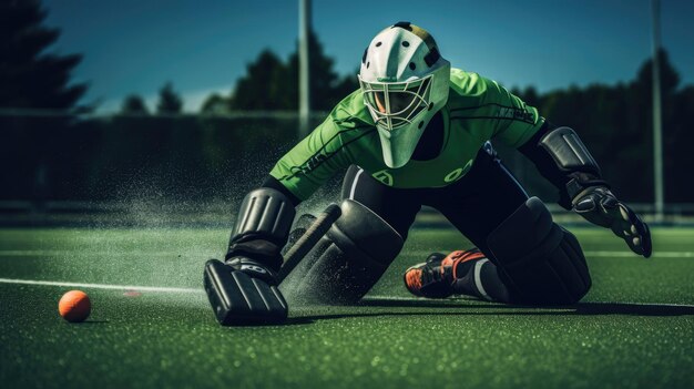 Spectaculaire redding van de keeper op het groene veld.