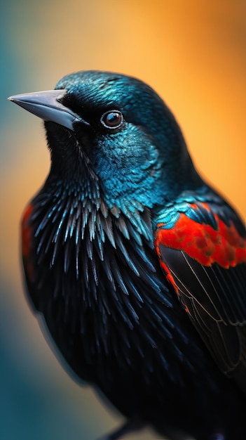 Foto spectaculaire redwinged blackbird in extreme closeup macro shot generatieve ai