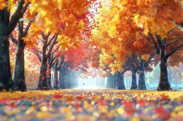 Spectaculaire tentoonstellingen van kleurrijke herfstbladeren oc