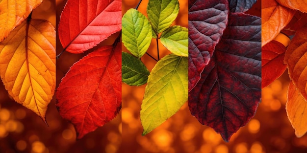 spectaculaire weergave van levendig herfstgebladerte met bladeren die veranderen van groen naar vurig rood en oranje