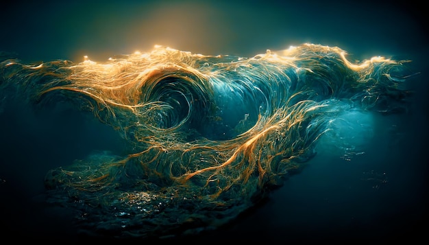 Spectacular abstract of rough ocean waves Digital art 3D illustration