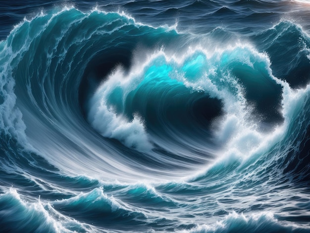 Spectacular abstract of rough ocean waves digital art 3d illustration