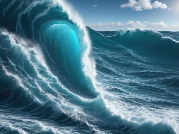 Spectacular abstract of rough ocean waves digital art 3d illustration