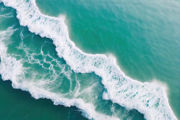 Spectacular aerial top view background photo of ocean sea water splashing