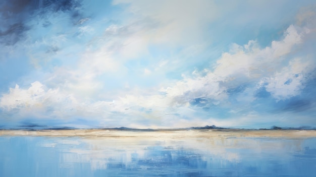 Spectacular Blue Sea Painting With Ethereal Cloudscapes