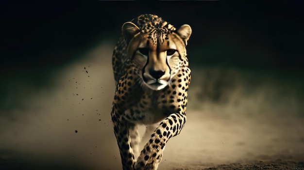 Захватывающий гепард, высвобождающий молнию, быстрая скорость и сильная сила.