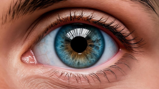 Удивительная крупная макрофотография радужной оболочки голубого цвета глаза, идеальная для фона или текстуры
