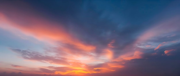 鮮やかな夕焼け空を彩る壮観な雲 ジェネレーティブ AI