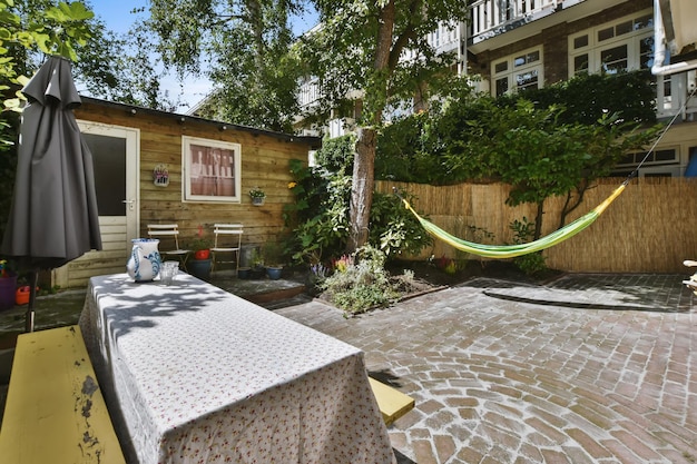 Spectacular courtyard of the house with hammock