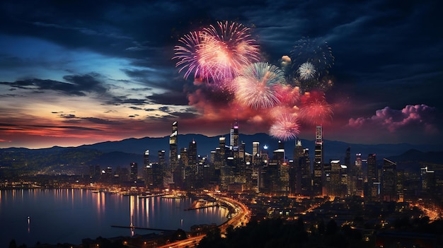 A spectacular display of fireworks lighting up the night sky