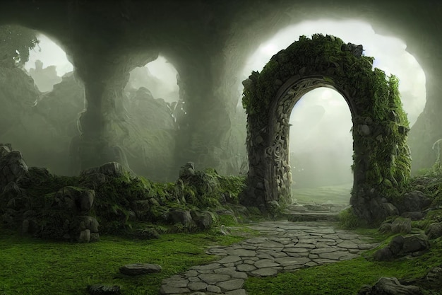 Spectacular Fantasy Scene with a Portal Archway Cover