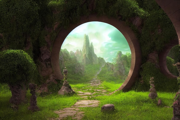 Spectacular Fantasy Scene with a Portal Archway Cover