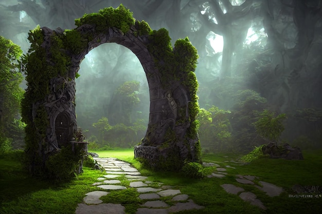 Spectacular Fantasy Scene with a Portal Archway Cover