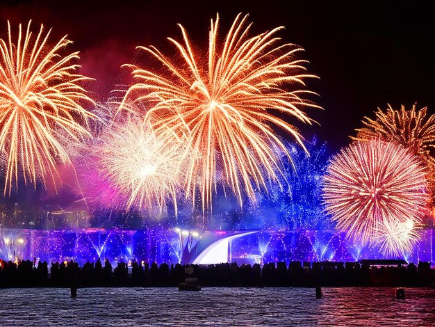 Spectacular Fireworks Show Light Up The Sky New Year Celebration Background image downloaded