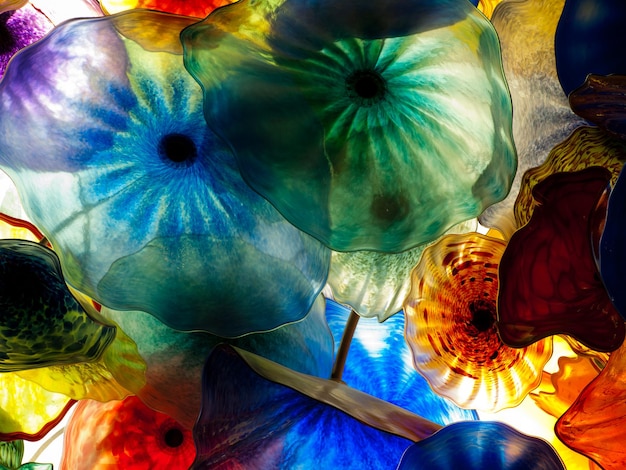 The spectacular glass ceiling art by Dale Chihuly in the lobby of the Bellagio in Las Vegas.