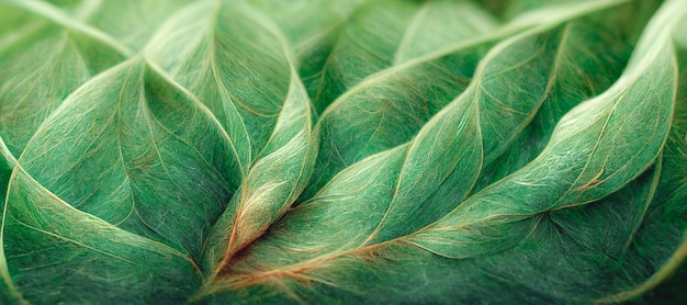写真 リアルな質感を持つ見事な緑の葉がデジタル 3 d イラストレーションを明らかにします