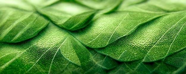사실적인 질감의 장엄한 녹색 잎은 디지털 3D 일러스트레이션을 나타냅니다.