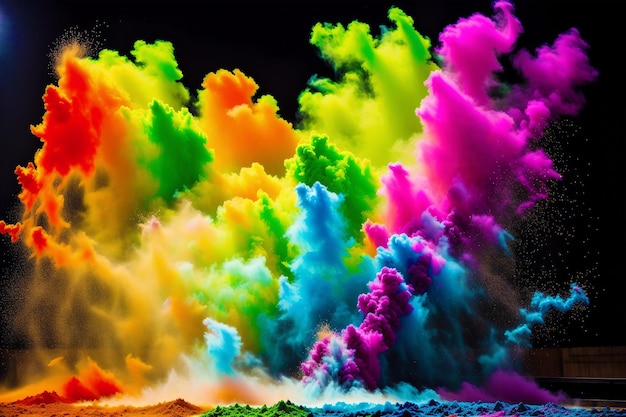 A Spectacular Powder Explosion Unleashed Embracing the Splendor of Colorful Powder Explosions Copy space Generative AI