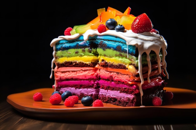 Spectacular Rainbow Cake with Multicolored Layers