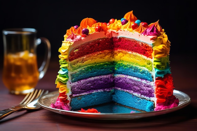 Spectacular Rainbow Cake with Multicolored Layers