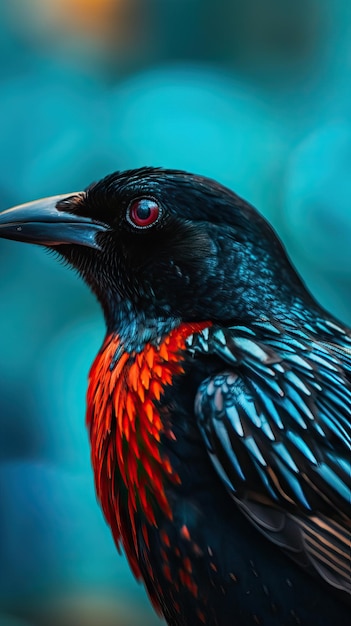 Extreme CloseUp Generative AI의 화려한 RedWinged Blackbird