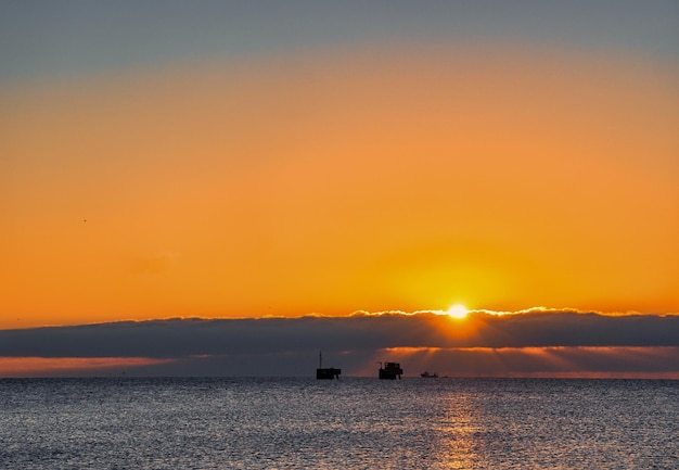 Spectacular sunrise on the beach of Guadalmar Costa del Sol Malaga Spain