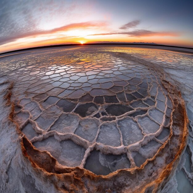 Photo spectacular sunset over salt flats