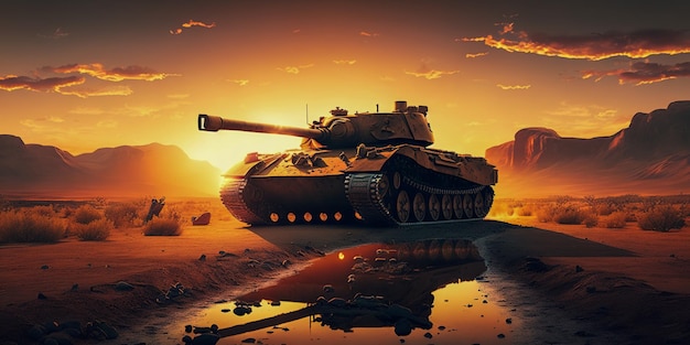 Spectacular tank at sunset generative ai technology