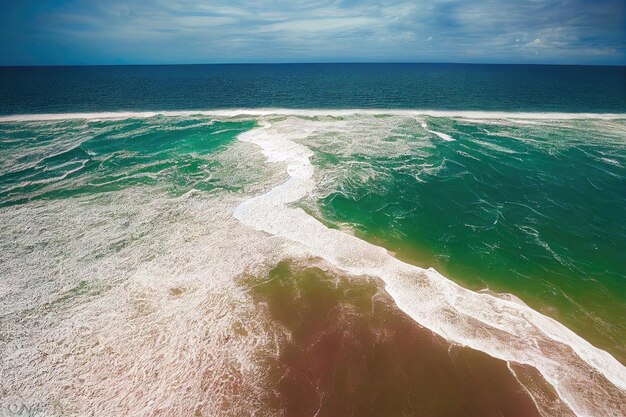 Spectacular top view from drone photo of beautiful pink beach