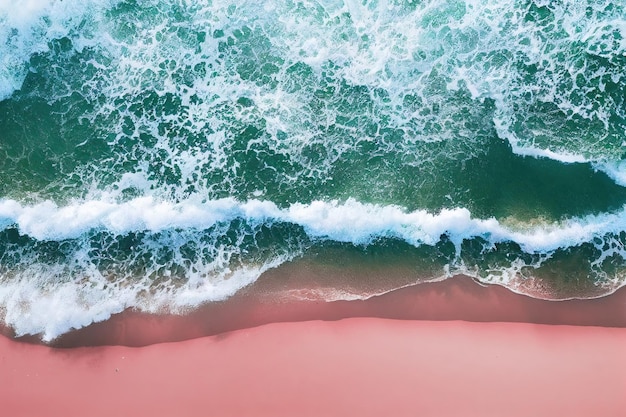 Spectacular top view from drone photo of beautiful pink beach