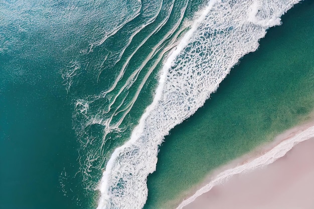 Spectacular top view from drone photo of beautiful pink beach