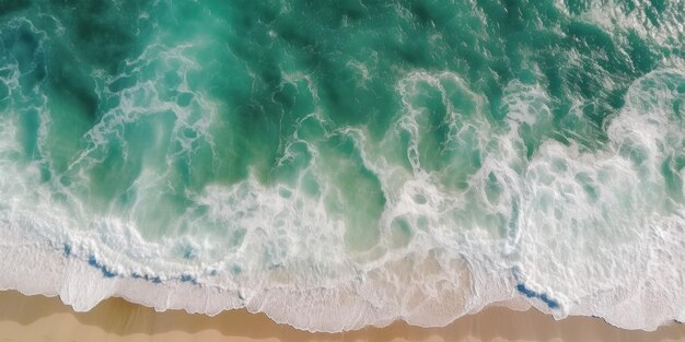 Premium AI Image | Spectacular top view of tropical sea waves from drone