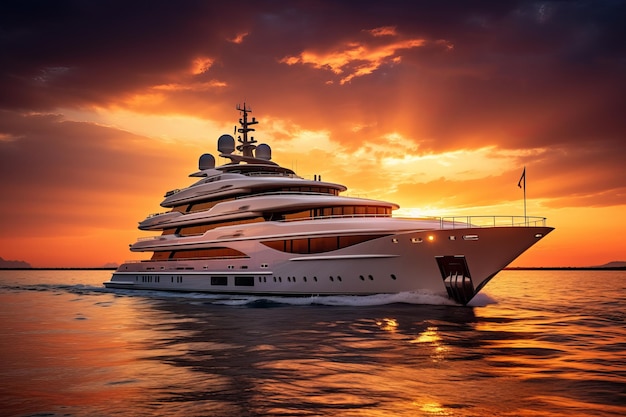 Spectacular Yacht sea sunset Generate Ai