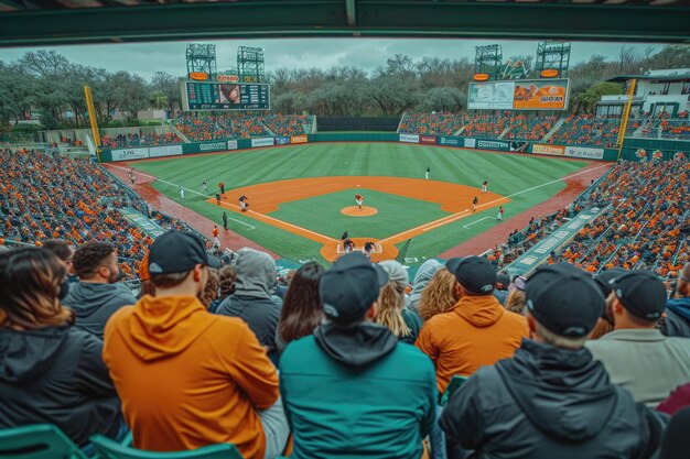 写真 スポーツ スタジアム で の 野球 の 試合 を 観客 たち は 楽しみ と 興奮 を 見 て い ます