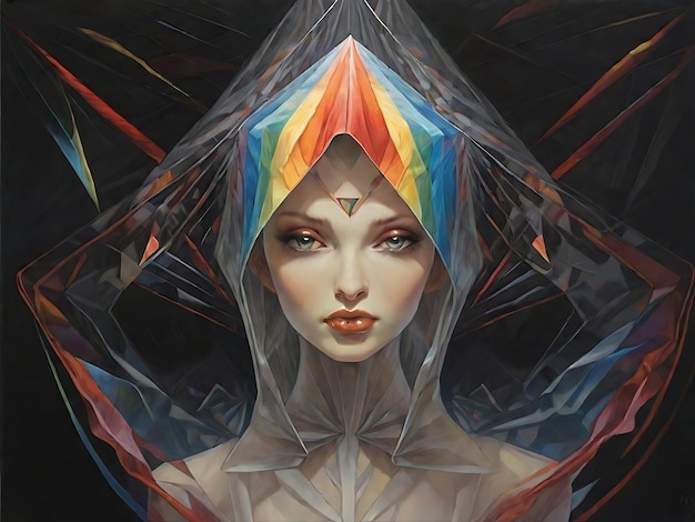 Photo spectral elegance unveiling the intriguing beauty of a prism veil a mesmerizing kaleidoscope