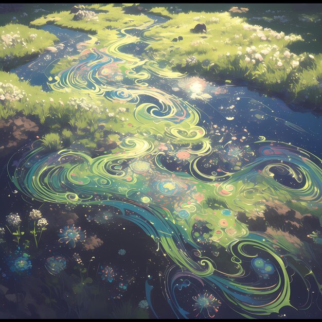 Spectral Meadow Mystical Floral Mural