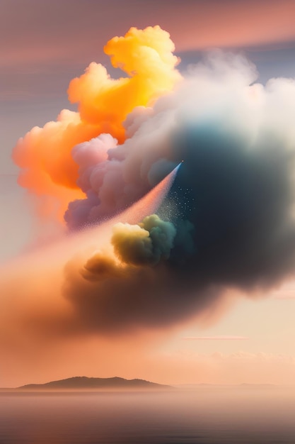 Spectrale rook Betoverende regenboogkleurige wolkenformatie