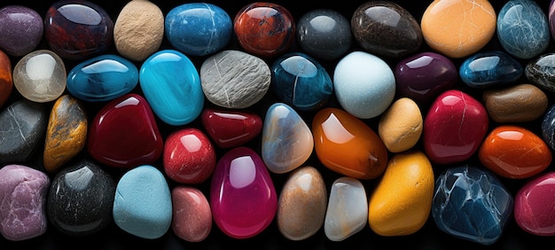 Spectrum of colorful rock or pebbles abstract background Wide format