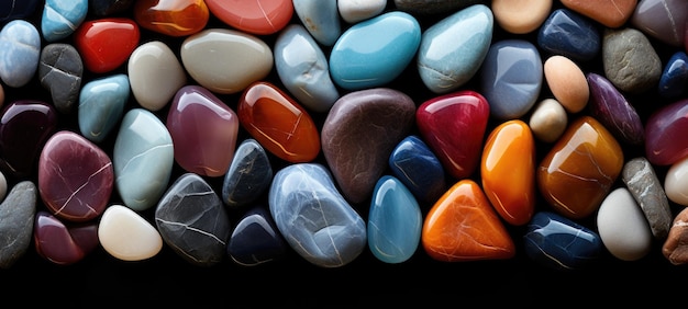 Spectrum of colorful rock or pebbles abstract background Wide format