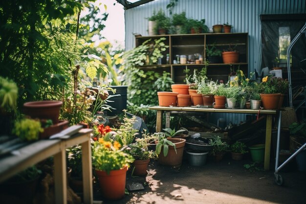 Spectrum of gardening tools plants and decor in natural harmony xa