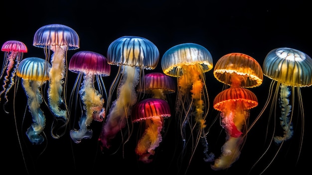 Spectrum of jellyfish under the water AI generated