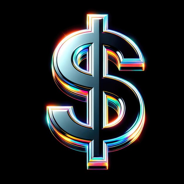 Photo spectrum of prosperity holographic dollar sign vibrant finance logo design ai