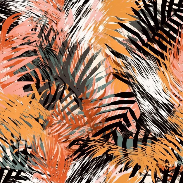 Speculative palm takes off filled with creature print Seamless pattern AI Generated